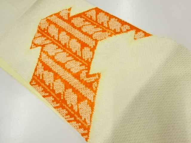 JAPANESE KIMONO / ANTIQUE NAGOYA OBI / SILK / SHIBORI / ABSTRACT PATTERN